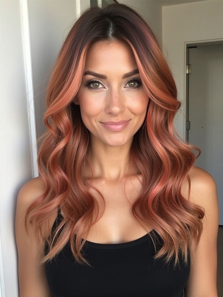 Copper Peach Hair Color Ideas Copper Peach Lowlights