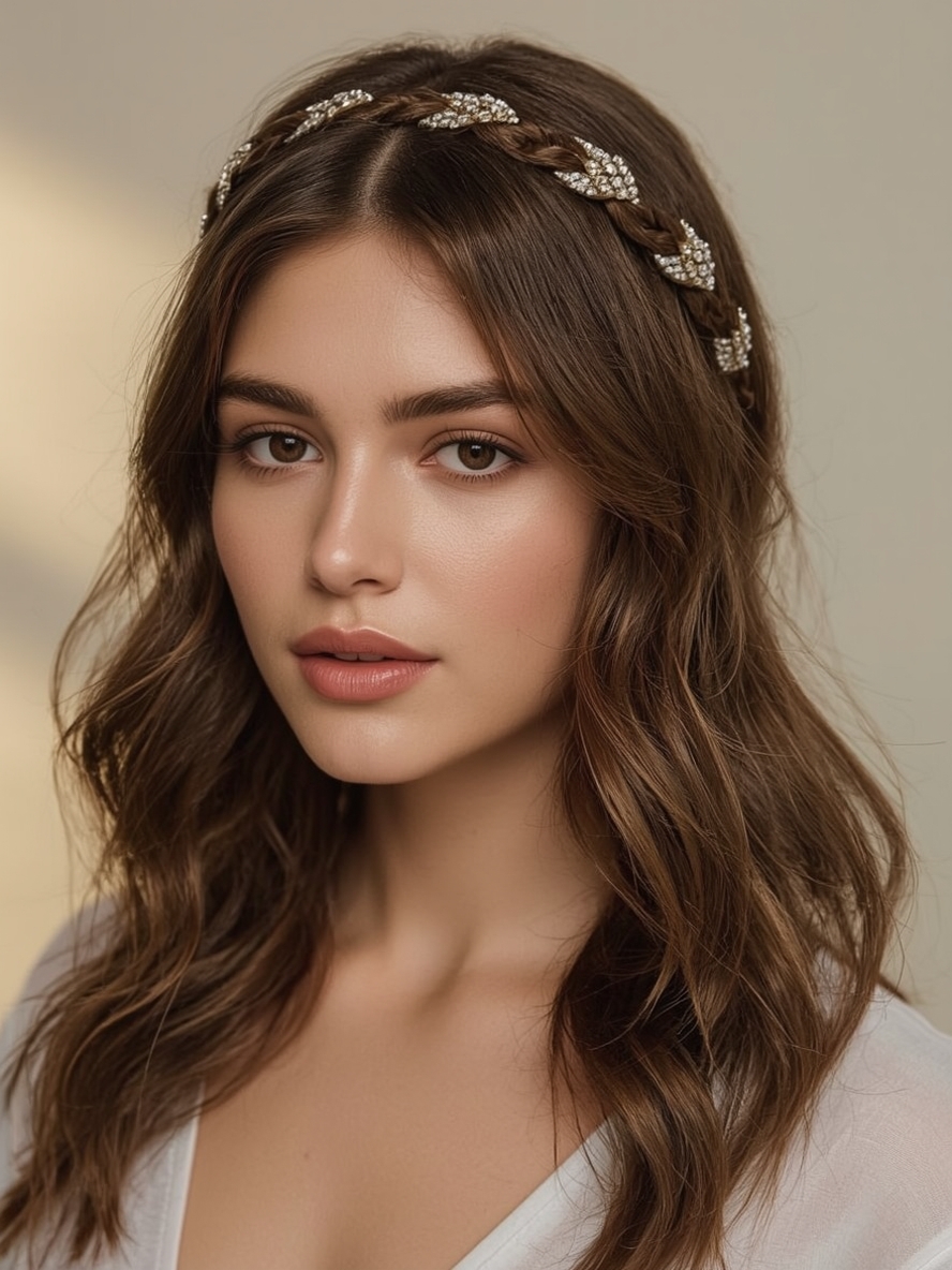 Glam Hair Braided Headband with Loose Waves