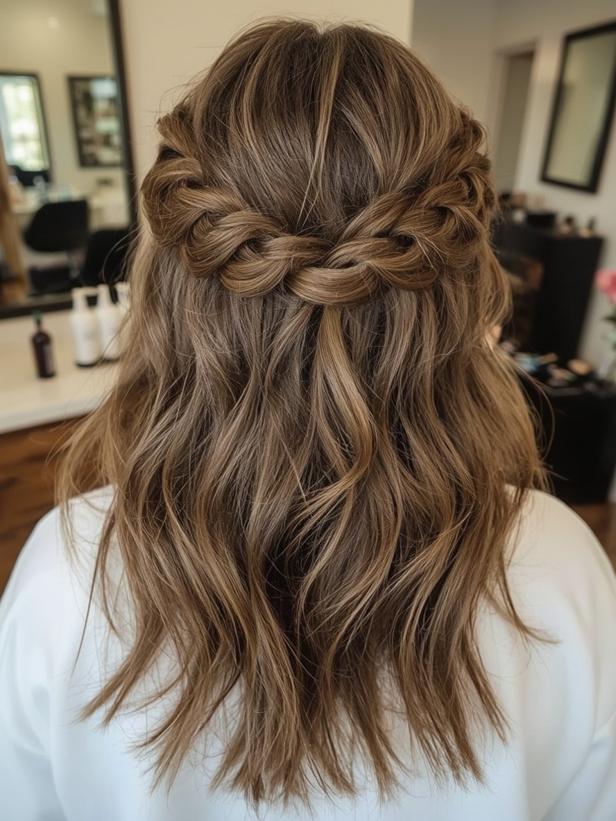 Glam Hair Half Up Half Down with Braids