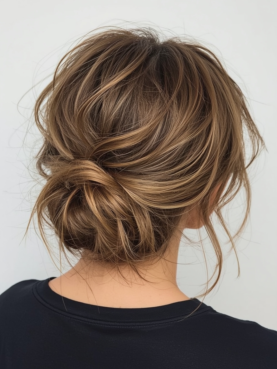 Glam Hair Messy Bun with Face Framing Pieces