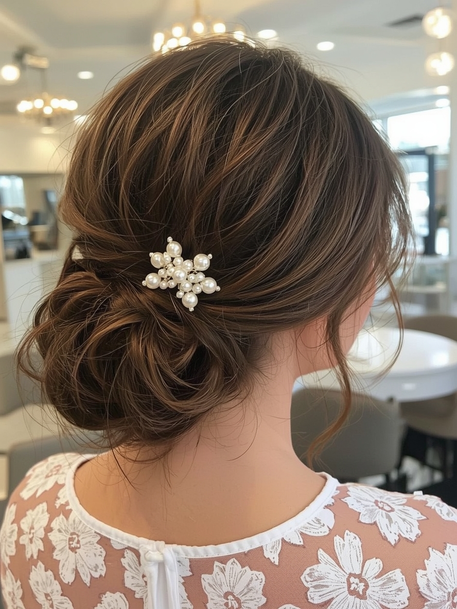 Glam Hair Pearl Accented Updo