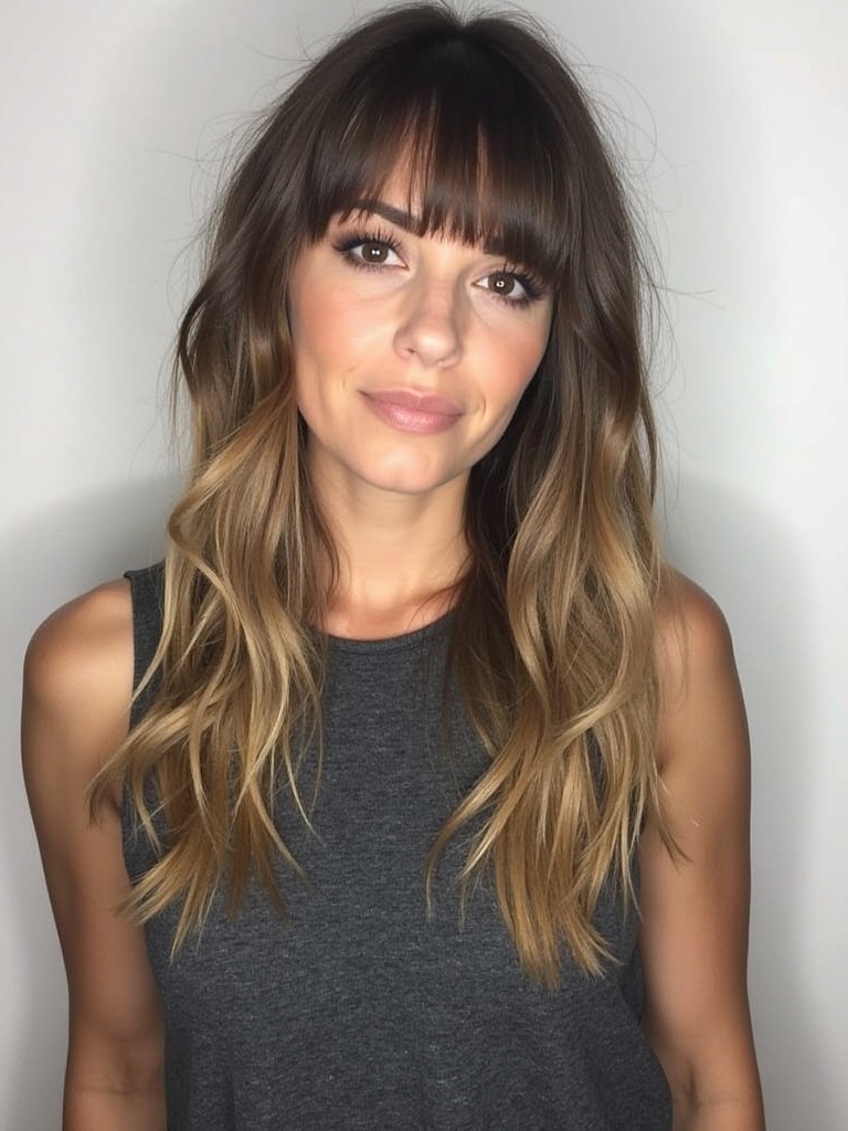Long Haircut Ideas Long Bangs Side Part Layered Hairstyles