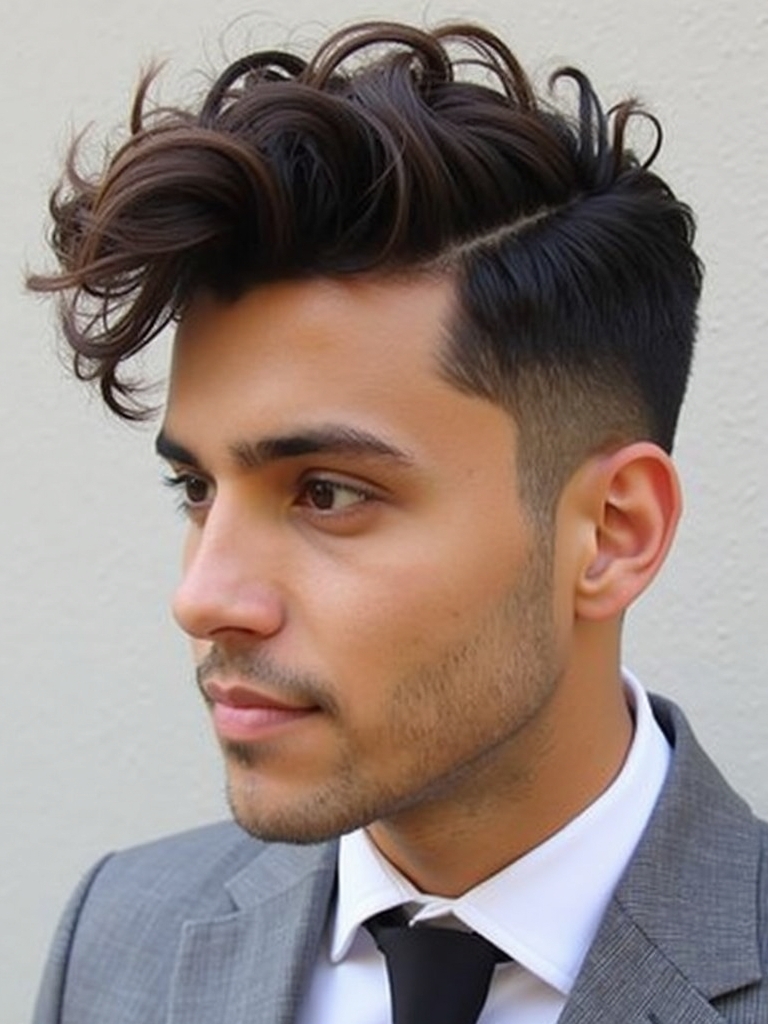 Mens Hairstyles Curly Hair The Side Part Curly Hair